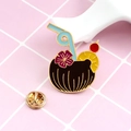 Creative coconut cocktail enamel brooch pin with straw and flower on pink background - Tropical Coconut Drink Style (XZ0384)