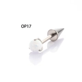 Titanium cartilage stud with white opal stone and silver spike cone end OP17 - Thick Rod (1.2*6mm) / White (OP17)