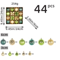 44-delige set gouden en groene kerstballen met 3cm en 6cm ornamenten voor de kerstboomdecor - Groen & Goud