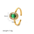 Adjustable gold ring with an oval green stone and white zircon halo, 12x8mm size - Oval Green (HF-J1304-GN)