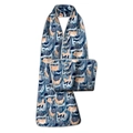 Bavoir imperméable pour adultes avec motif plumes bleu et orange et sa pochette - Bleu Orange Plume