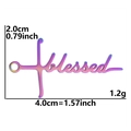 Rainbow stainless steel blessed word pendant with 18k plating and dimension details - Blessed / Rainbow