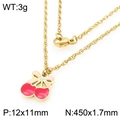 Collana a catena dorata con ciondoli a ciliegia in smalto rosso e rosa con misure - Collana Ciliegia Bicolore Rosso Rosa (KN292999-Z)