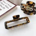Molla per capelli quadrata in acetato tartarugato con elegante design traforato - Tartarugato Marrone Grande-11cm (Con Logo)