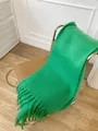 Thick warm mohair scarf in vibrant bright green with fringe details for winter - Mars Green