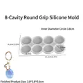 Moule en silicone à 8 cavités rondes pour supports de téléphone en résine et porte-clés - 8 Cavités Rondes - DI 3,8 cm / Blanc Translucide