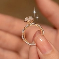 Luxury moissanite wedding ring with crown setting and diamond-encrusted band on finger - 1 Carat [color-separated Electroplating] Precision Ljz-21 / Adjustable Open