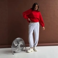 Sweat à capuche Y2K rouge oversize et pantalon de jogging gris clair pour femme - S / Rouge