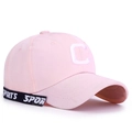 Casquette de baseball rose en coton avec broderie C et longs rubans sur la visière - Rose