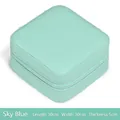 Sky blue synthetic leather jewelry travel case with zipper closure, 10x10x5 cm size - Sky Blue