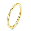Minimalist 18K gold plated titanium ring with two sparkling round zircon stones - Gold-2 Stones
