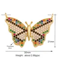 Zircon butterfly pendant charm with multi-color stones in 30x21mm dimensions - Watermelon Red L351524