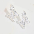 Modern minimalist silver butterfly stud earrings with abstract pleated metal texture - Irregular Pleated Studs / Silver