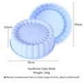 Light blue 20cm sunflower silicone cake mold with 62mm height and petal texture - Light Blue Sun Flower