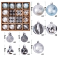 Blue and silver Christmas ball ornaments set with snowflake patterns and glitter finish - Ice Blue & Silver (Style 7)