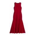 Elegantes ärmelloses rotes Strickkleid mit plissiertem Saum in Meerjungfrauen-Silhouette - S / Rot