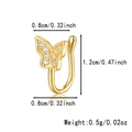 Gold butterfly nose clip with zircons and U-shaped non-piercing silver cuff jewelry - Butterfly - Gold