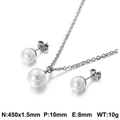 Ensemble de bijoux en argent avec collier de perles et boucles d'oreilles et détails - Ensemble Pendentif 10mm Boucles d'oreilles 8mm Argent (KS115064-Z)
