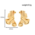 Gold stainless steel irregular C-shape earrings with artistic lava fluid design dimensions - Gold Lava Irregular Style