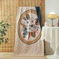 Floral knit cotton gauze towel with inspiring quote displayed on a wooden ladder - 75*150cm / Flower Garden Yellow