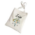 White canvas tote bag featuring daisy floral illustration and I want to Love quote - Lily-I want to Love