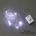 Pack of 10 white LED copper wire string lights, 1 meter long with compact battery box - 1 Piece / 1M White Light