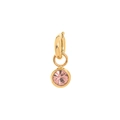 Elegant gold plated pendant featuring a round pink gemstone charm on a white background - October Birthstone Pendant/Pink