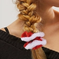 Elastico per capelli in velluto rosso natalizio con bordo in peluche bianco e fiocco - Stile bordo in ecopelliccia rossa e bianca