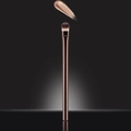 Rose gold makeup brush with dark bristles and cosmetic texture on black background - Large Eyeshadow Brush