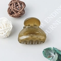Translucent olive green matte hollow semicircular hair claw clip for ponytail - Jelly Green