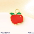 18K gold plated apple pendant with red and green enamel, 13x11mm fruit charm for DIY - Classic Red Apple (KLJ10759-ZLA)