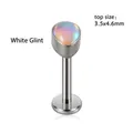 Labret en titane G23 avec opale blanche scintillante en forme de poire pour piercing - Labradorite Blanche