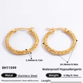 Poliert 18k vergoldete Edelstahl-Creolen mit gedrehtem Design und 24 mm Durchmesser - Gedrehte Textur Creolen EH11599