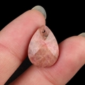 Pink faceted natural agate stone teardrop pendant for DIY necklaces and earrings - Rhodonite