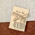 Korean style beige fabric bow and tweed pattern hair clip set for women - Bow + Yarn Square