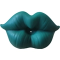 Funny silicone baby pacifier with a creative teal lip design and textured matte finish - Lip / Dark Green