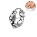 Vintage stainless steel skull hoop earring in antique silver finish for punk style - NO 2 - Relief Skull