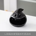 Ghost Halloween ceramic candy bowl in glossy black finish, dimensions 10.6x9.8x10.2cm - Ghost Head / Black