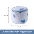 Filet à linge cylindrique pour soutien-gorge à motif feuilles bleues, taille 17x15 cm - Sac à Soutien-Gorge Cylindrique - Feuilles Bleues