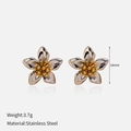 18mm stainless steel flower stud earrings in mixed gold and silver finish for women - 19# Gold Flower Stud Earrings