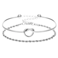 Set di bracciali a doppio strato argento con bracciale a nodo e catena intrecciata - Set 2 Pezzi Bracciale a Nodo e Catena a Torciglione
