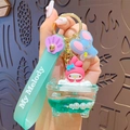 Green My Melody acrylic liquid keychain with bathtub pendant and a matte hand strap - Sanrio Bathtub Series - Green My Melody