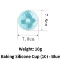 Blue flower shaped non-stick silicone baking cup with 7.8cm diameter and 10g weight - Large Round Shape-Blue