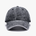 Washed dark gray baseball cap in vintage denim style with classic six-panel design - Adjustable / Washed Black (25A288)