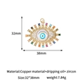 Pendentif œil maléfique plaqué or 14 carats avec zircons colorés et finition huile - Blanc