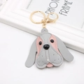 Detail of beagle dog leather keychain with pink and grey finish and gold clasp - Light Gray