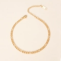 Detail of 18K gold plated stainless steel Figaro chain bracelet with K18 engraved tag - 3mm Figaro Chain Bracelet