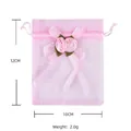 Pink organza gift bag with ribbon rose and drawstring, size 10x12cm for candy or jewelry - Pink
