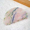 Pink marble texture acrylic claw clip with vintage oil painting style pattern for women - Lotus Pink - Semicircle