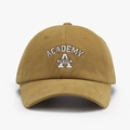 Khaki vintage baseball cap with ACADEMY 3D embroidery and adjustable curved brim - One Size / Ginger Yellow